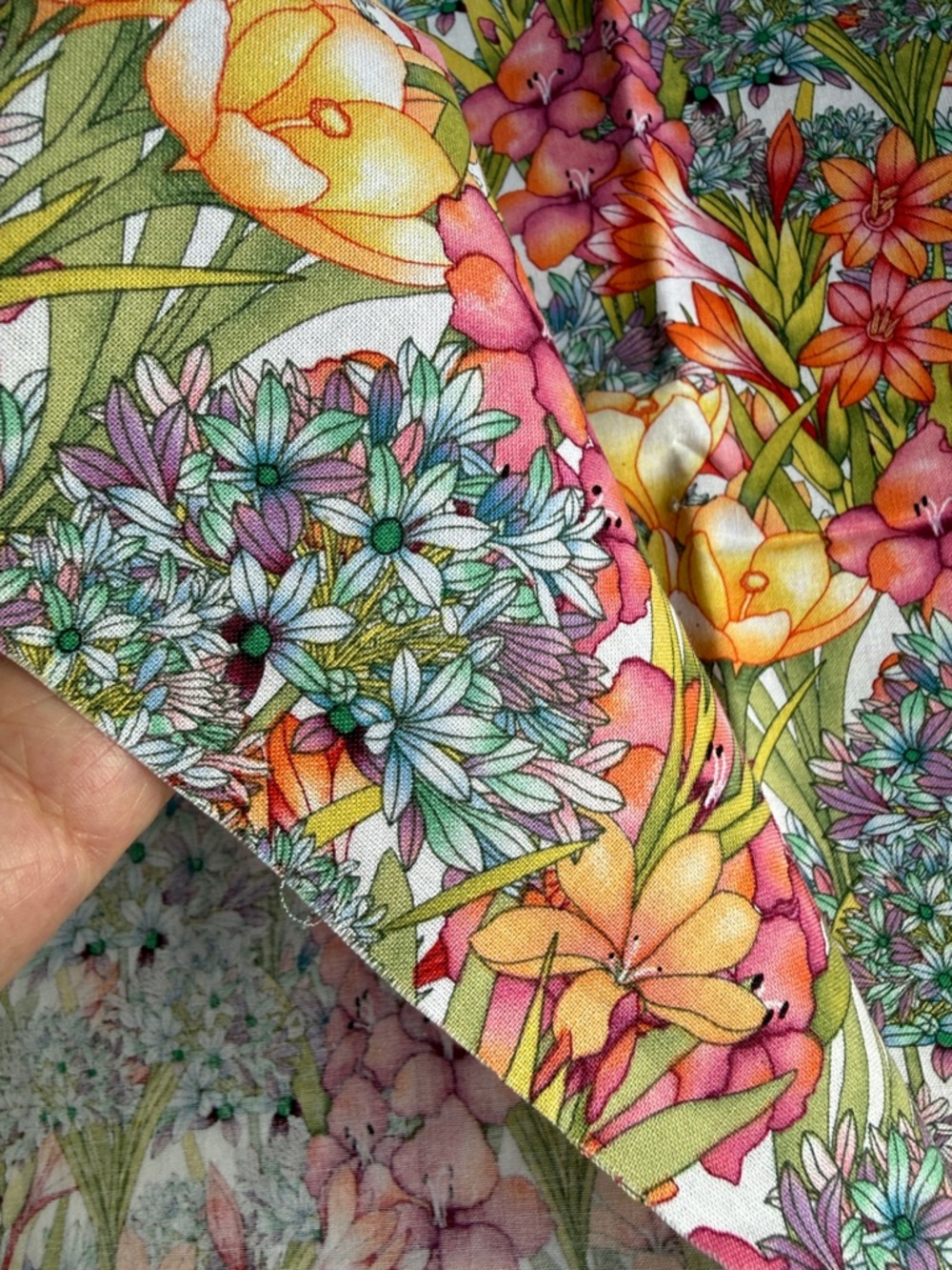 Floral Quilting Cotton Fabric Joy Hall Springs Creative 1+ Yard Bright Flowers - Picture 10 of 10